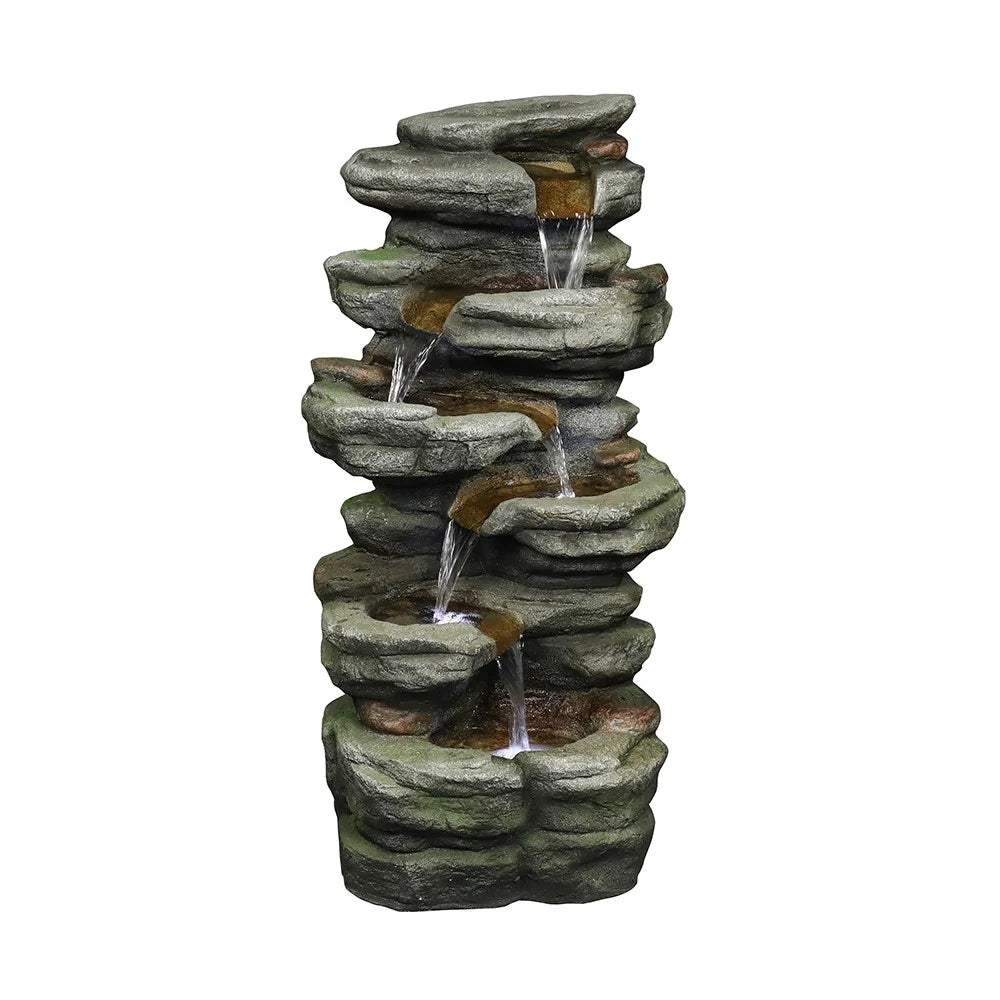 5-Tier Rock Water Fountain with LED Q5584