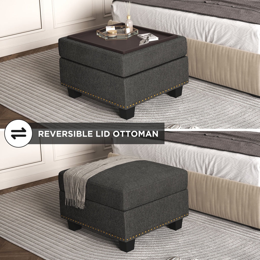 Dark Gray Storage Ottoman H616058