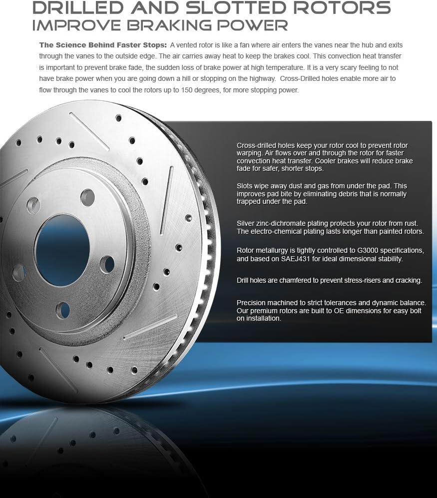 FRONT 240mm Drilled & Slotted 4 Lug Rotors Pack of 2 R56451