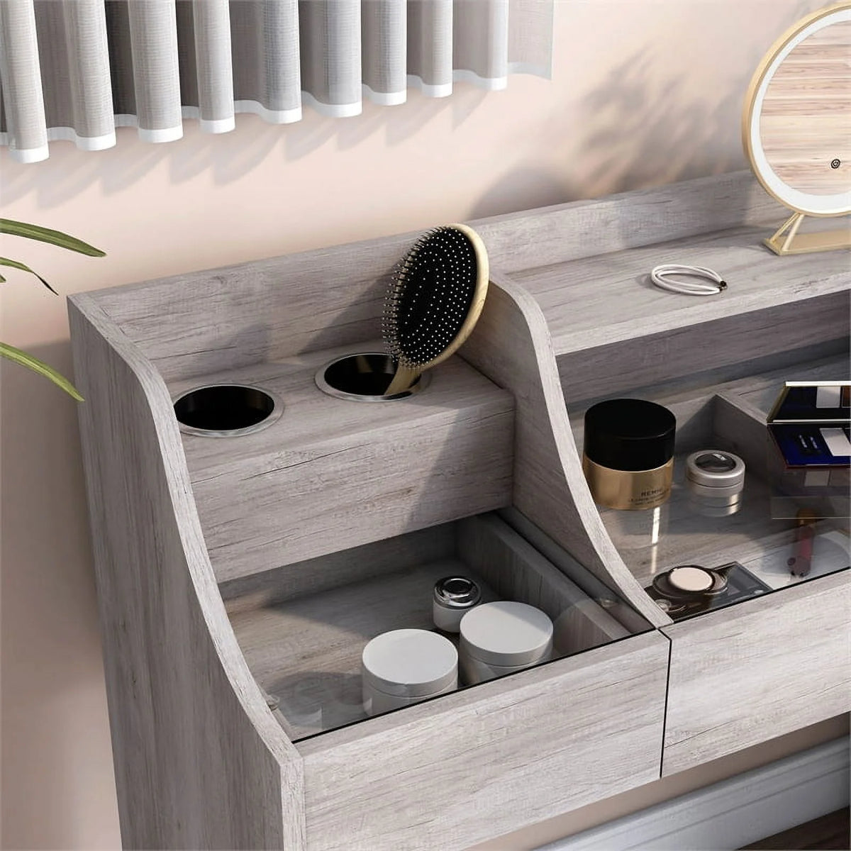 Wood Multi-Storage Vanity Table Y79571
