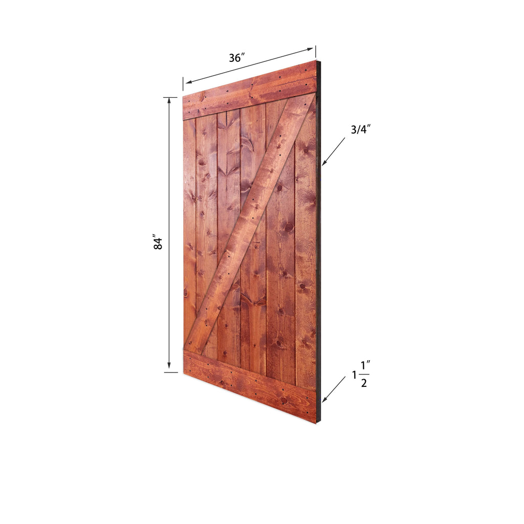 Red Oak Paneled Wood Barn Door with Installation Hardware Kit X516