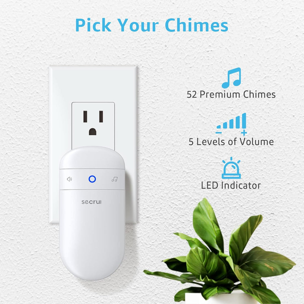 Wireless Door Chime with 52 Chimes, 500ft Range, LED Indicators, Pack of 2 M358015