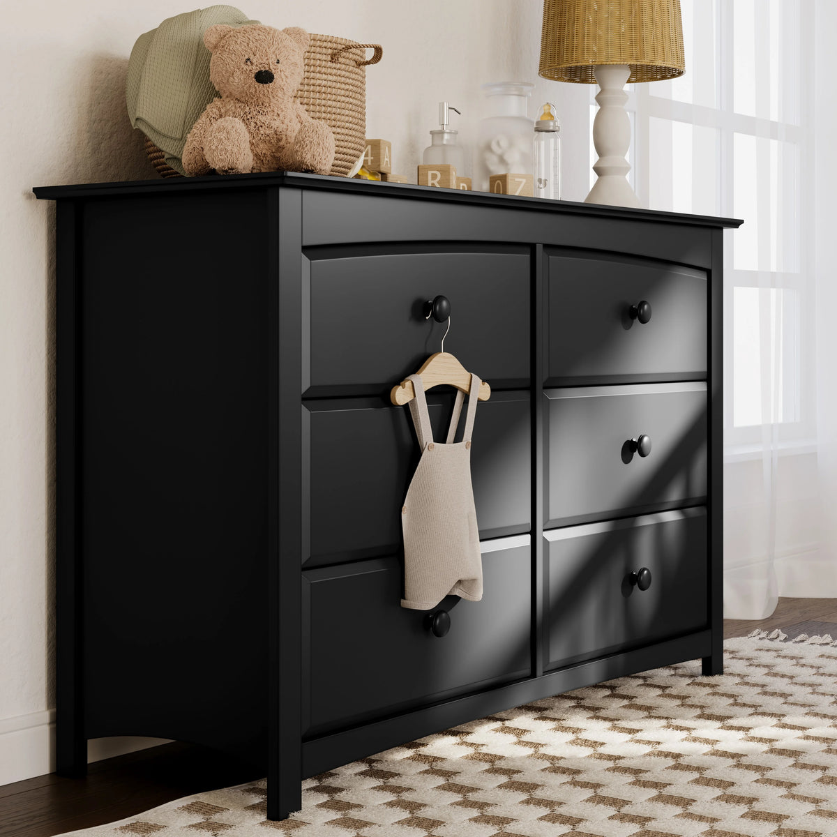 White 6 Drawer Double Dresser A5464