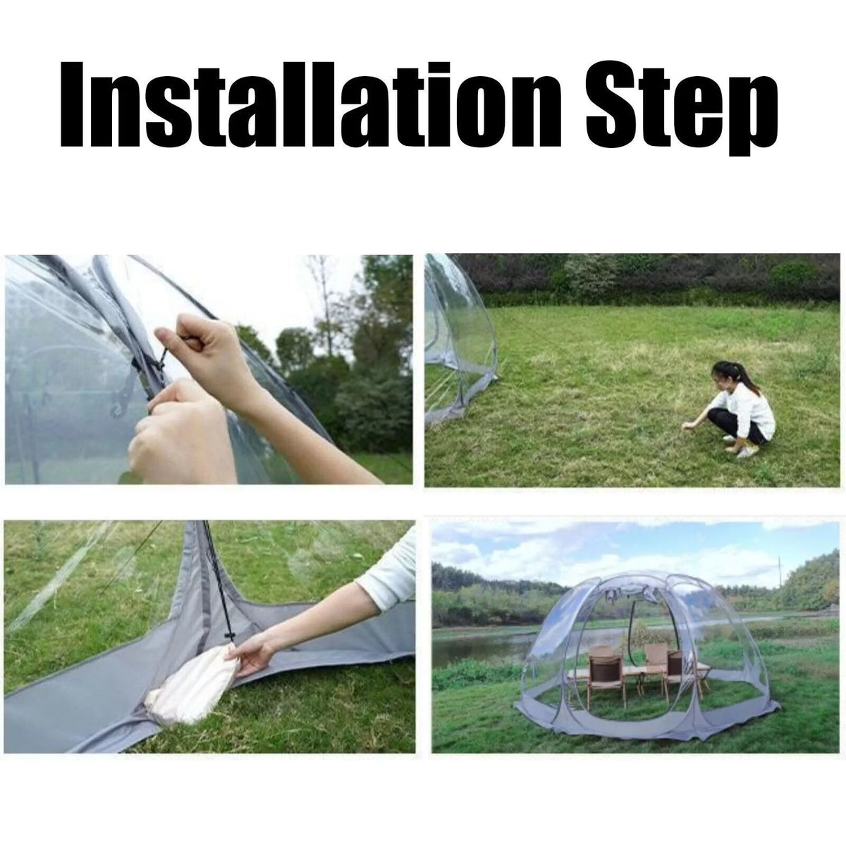 12 x 12 x 7 ft Clear Pop-Up Bubble Tent 6-10 Person with Storage Bag Z786