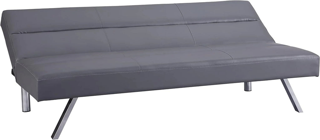 Faux Leather Convertible Futon Sofa Bed with Chrome Legs S84564