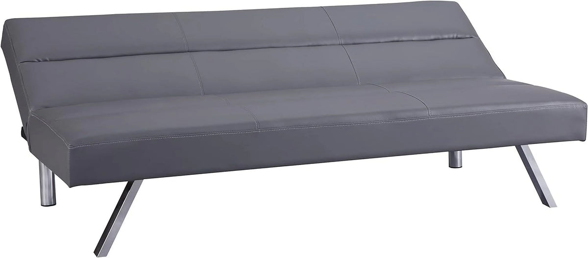 Faux Leather Convertible Futon Sofa Bed with Chrome Legs S84564