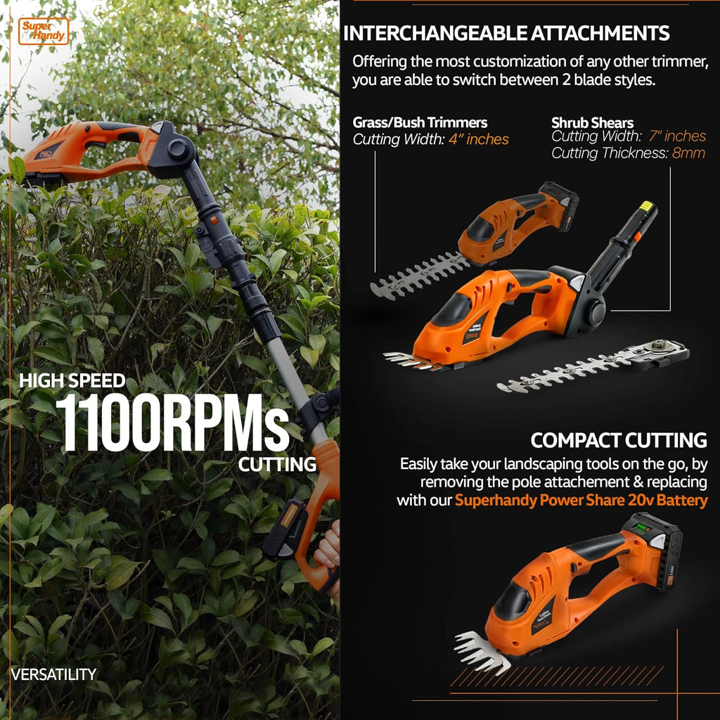 3 in 1 Tiller Weed Wacker Hedge Trimmer Garden Shear Cordless Battery 20V 2Ah Lightweight I210947