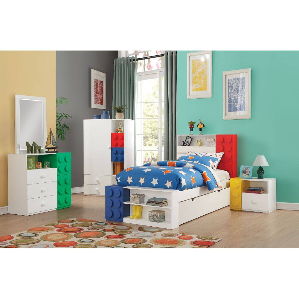 White Twin Storage Bed D995