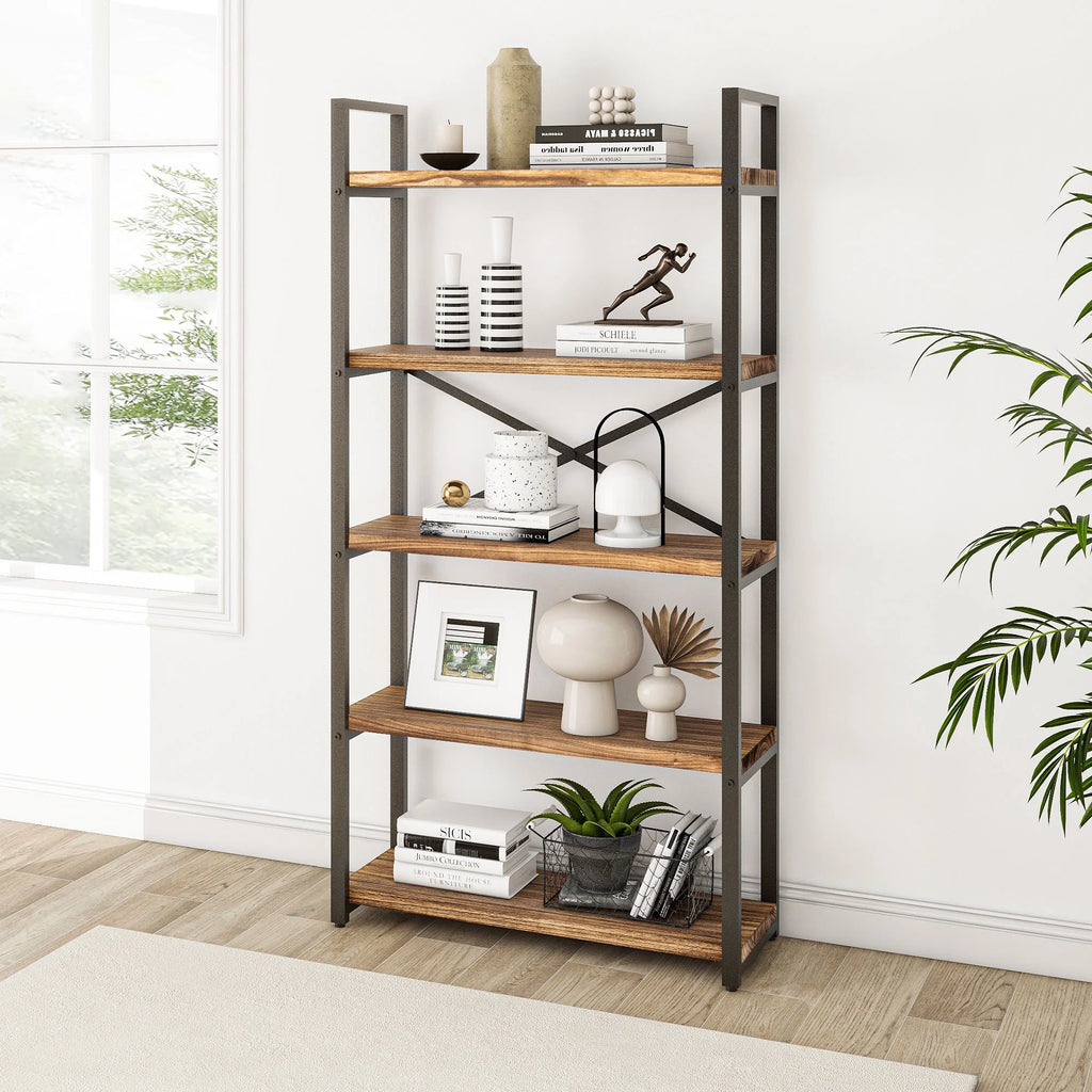 5 Tier Solid Real Wood Bookshelf C919486