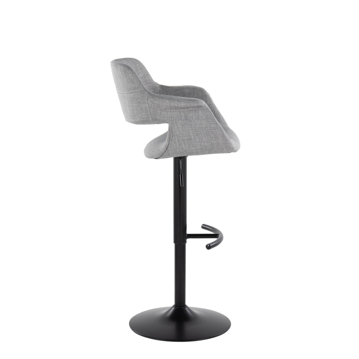 Adjustable Swivel Barstool in Black Metal and Light Grey Fabric A827