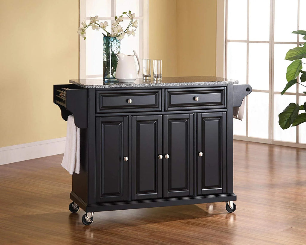 Black/Gray Stainless Steel Wood Kitchen Cart R4436