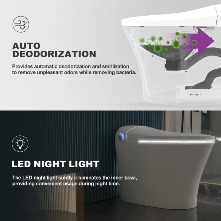 Smart Toilet with Heated Bidet, Dryer, Warm Water, Heated Seat, Auto Close, Tankless, Remote Control A764