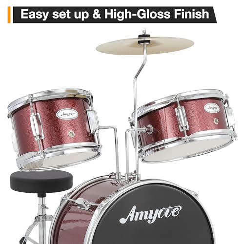 Black 3-Piece Drum Set with Stool H190582