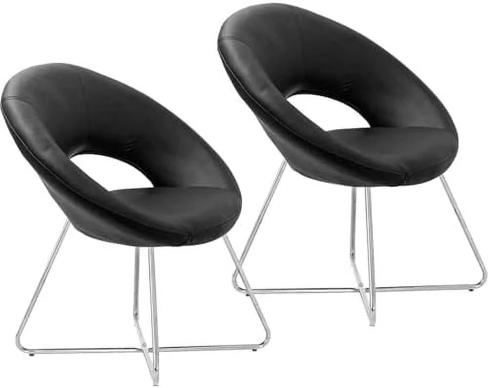 PU Leather Accent Chairs Set of 2 with Chrome Steel Legs O40405