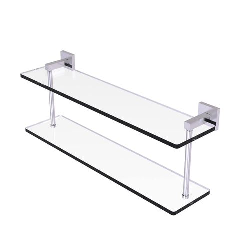 22 inch Two Tiered Glass Shelf, Satin Chrome E25978