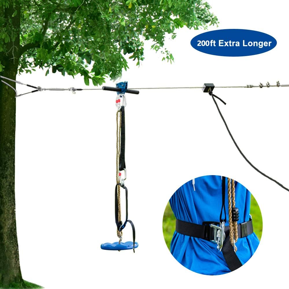 304 Stainless Steel Cable Zip Line Kit with Detachable Trolley (200ft) J84908