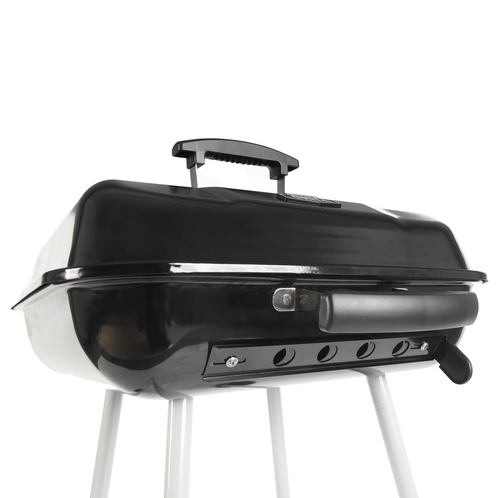 Square Steel Charcoal Grill with Wheels, Black T58787
