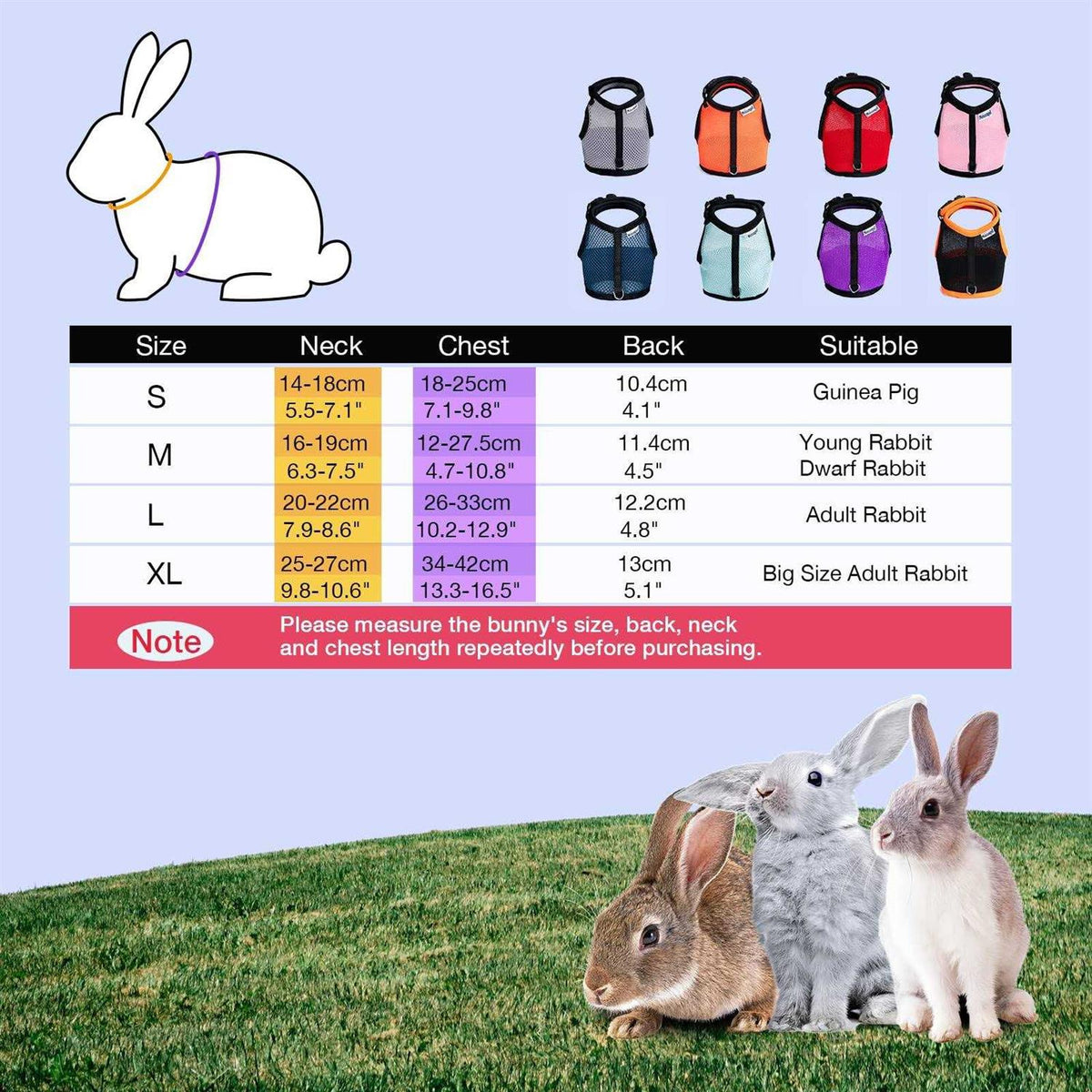 Adjustable Soft Harness with Elastic Leash for Rabbits R73076