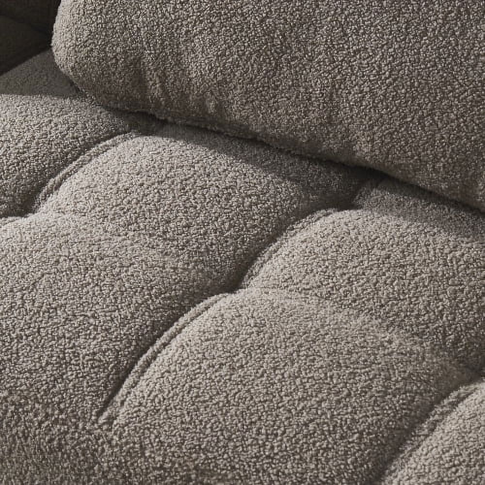 Gold Teddy Fabric Convertible Sofa Bed with Metal Legs I6597
