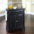 Black Solid Wood Portable Kitchen Island T328