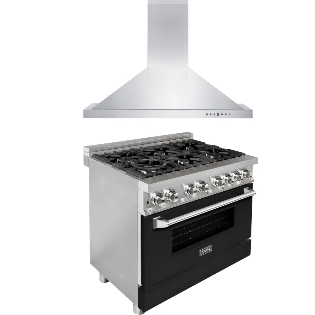 36 in. Dual Fuel Range and Range Hood Appliance Package C4944