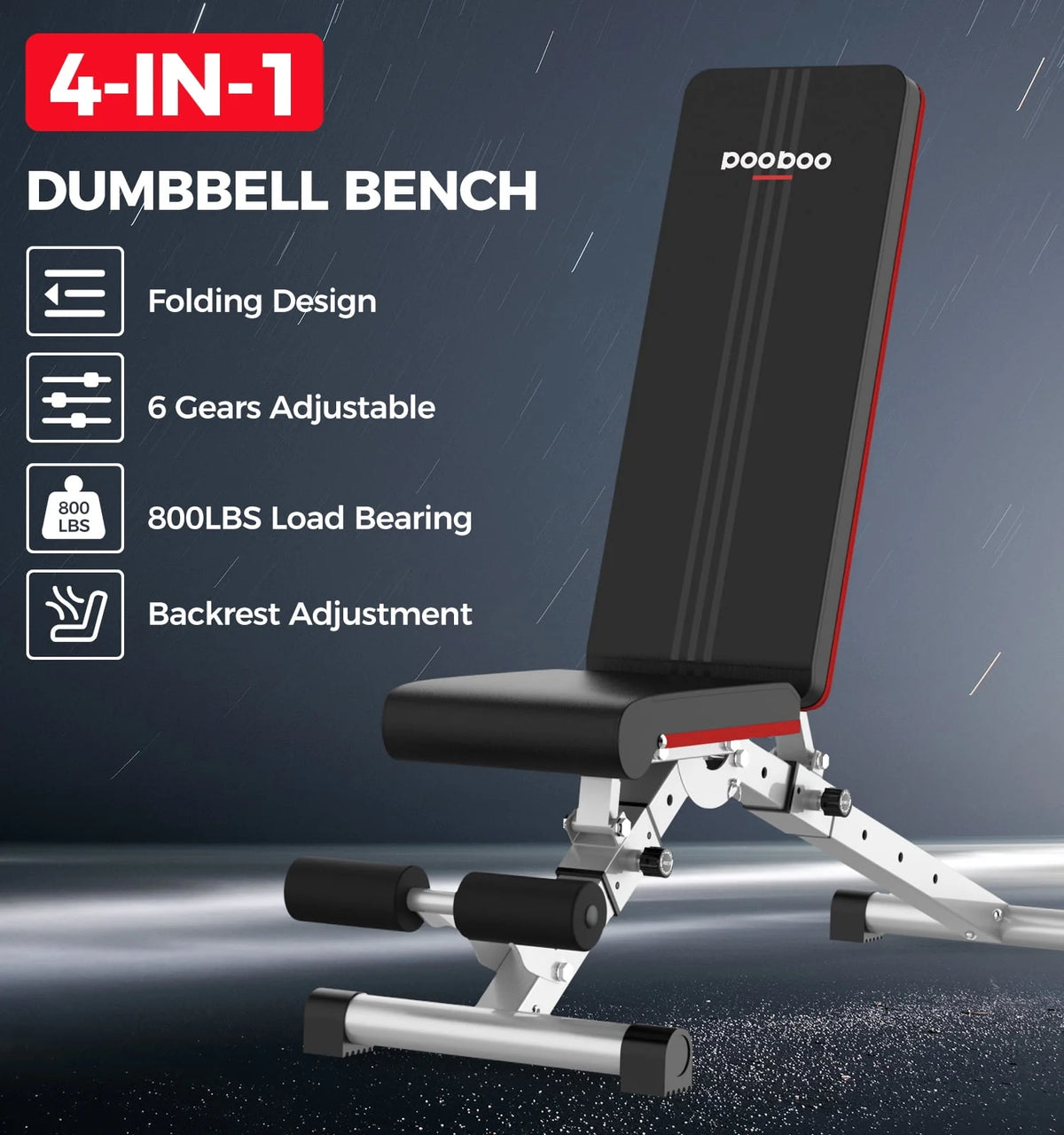 Foldable Weight Bench 600 lbs 6 Incline Adjustable T117432