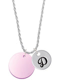 Light Purple Imitation Pearl Initial Charm Necklace D73003