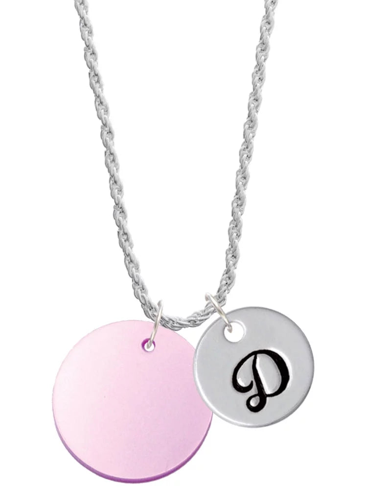 Light Purple Imitation Pearl Initial Charm Necklace D73003
