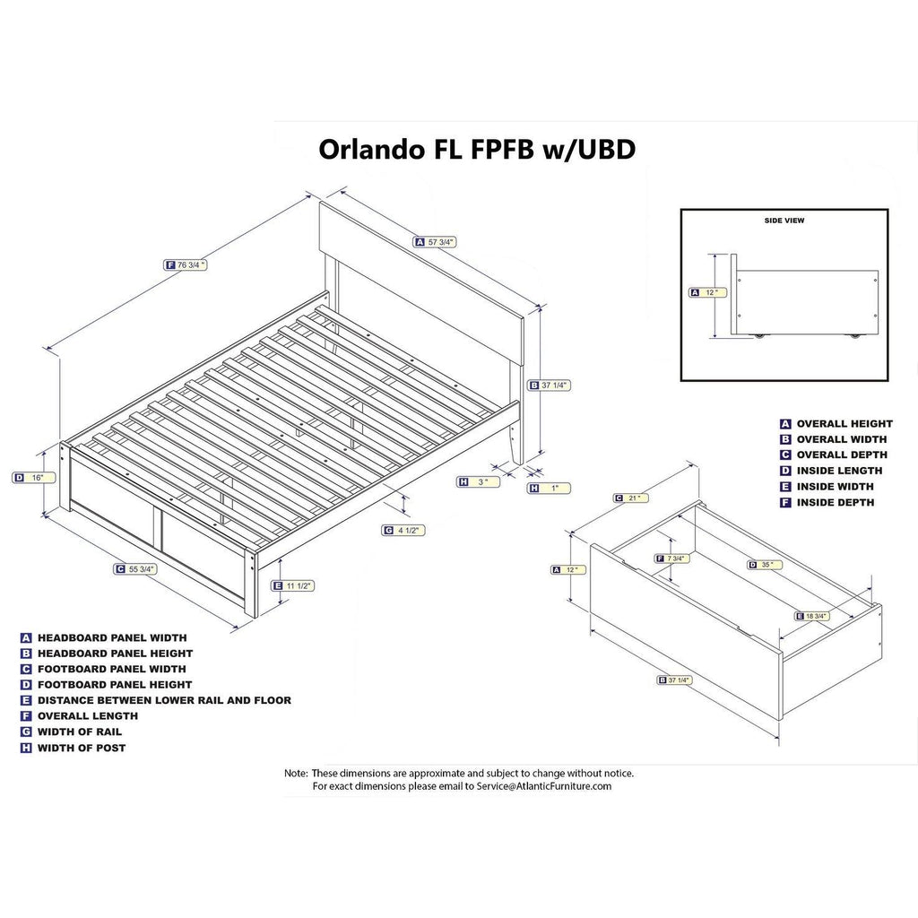 Full Flat Panel Foot Board with 2 Bed Drawers Espresso U912933