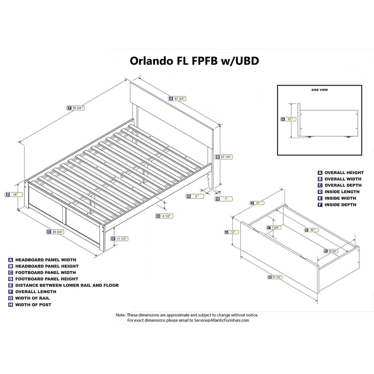 Full Flat Panel Foot Board with 2 Bed Drawers Espresso U912933