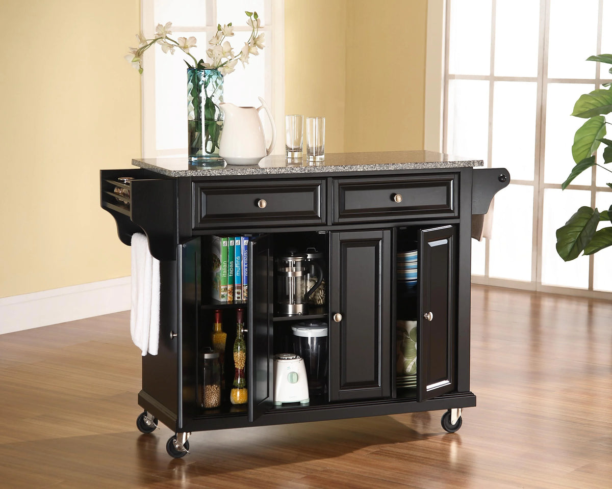 Black/Gray Stainless Steel Wood Kitchen Cart R4436