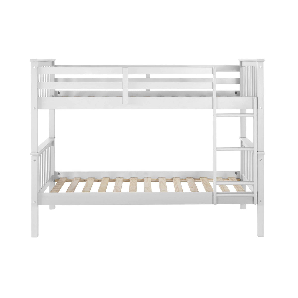 Twin Over Twin Solid Wood Bunk Bed White Y6675