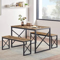 Brown Wood Kitchen Table with 2 Benches E9803