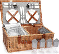 Large Willow Wicker Picnic Basket Set with Insulated Compartment Z956267