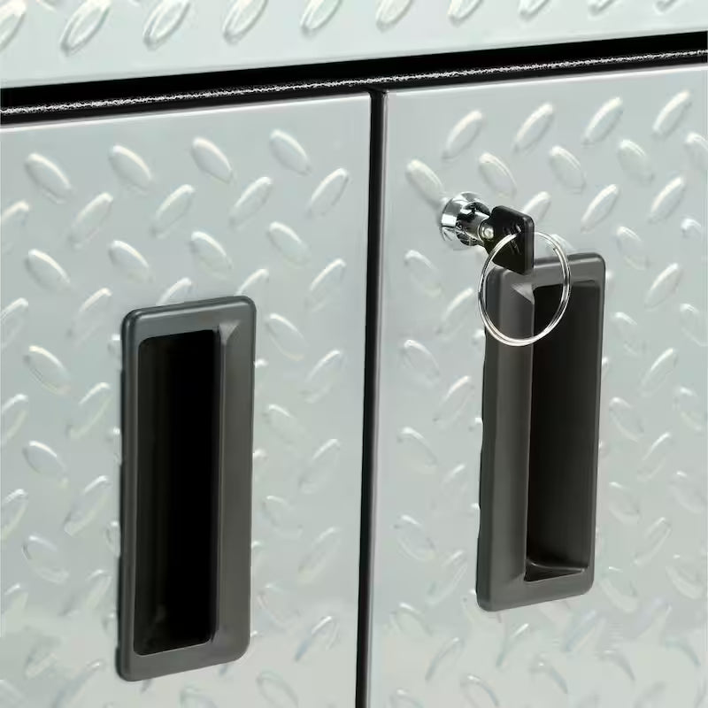 Steel Freestanding Garage Cabinet in Silver Tread H867