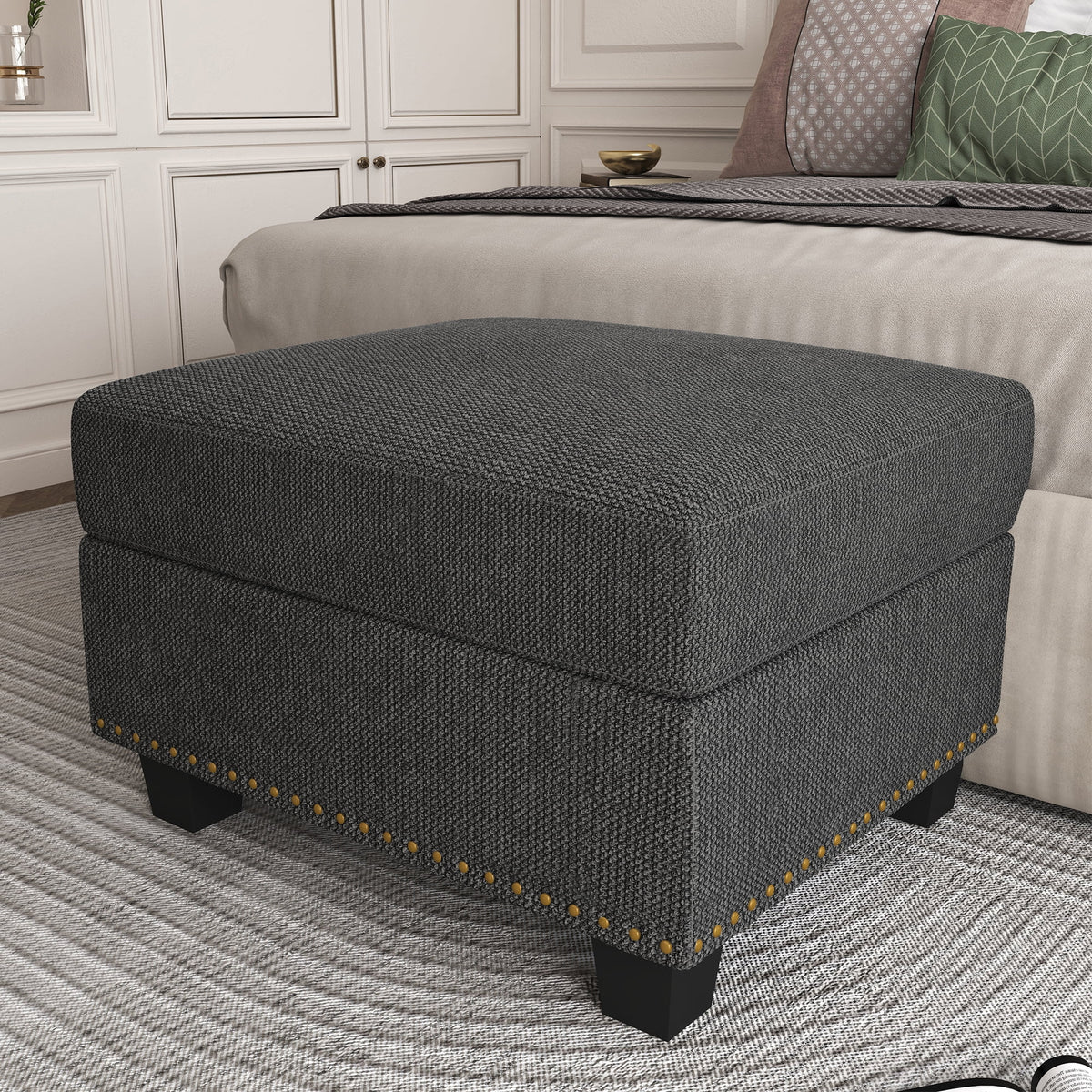 Dark Gray Storage Ottoman H616058