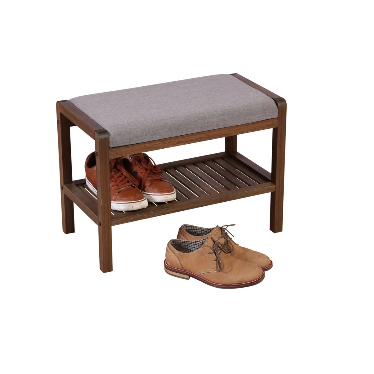 Solid Bamboo Padded Bench Dark Brown B992653