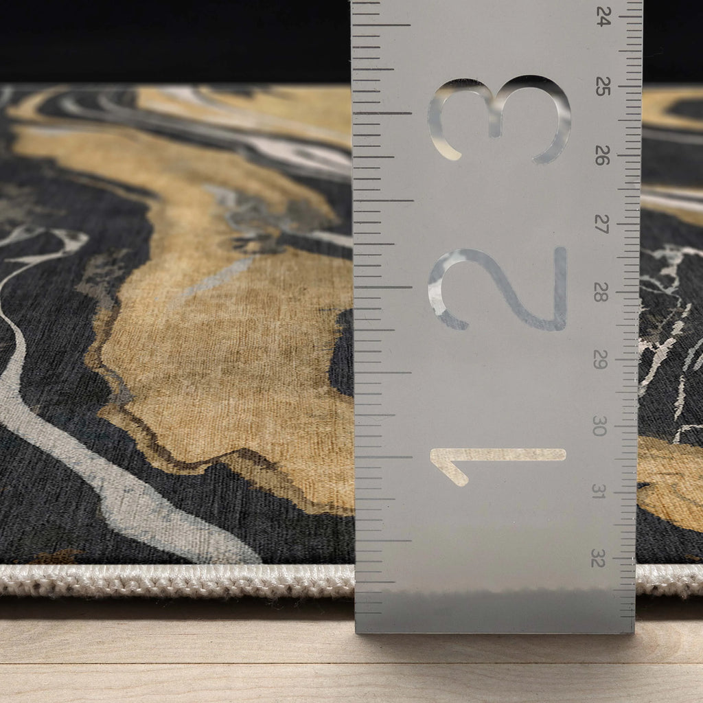 Black Gold Flatweave Area Rug Q722