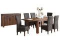 8PC Rectangle Table 6 Water Hyacinth Chair Sideboard Dining Set Acacia Rustic Brown R614675