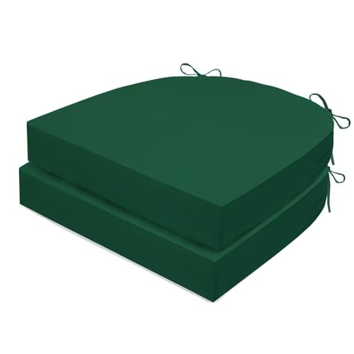 Waterproof Memory Foam Outdoor Chair Cushions Set of 2, 18x18x3 Inch, Blue H37255