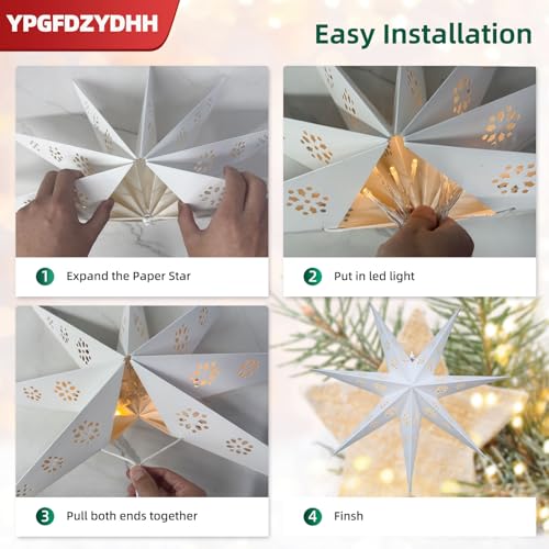 23" 7-Point Paper Star Lantern with LED Lights and Remote T42239