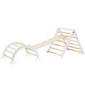 Foldable Wooden Climbing Triangle Arch with Ramp and Slide S7493