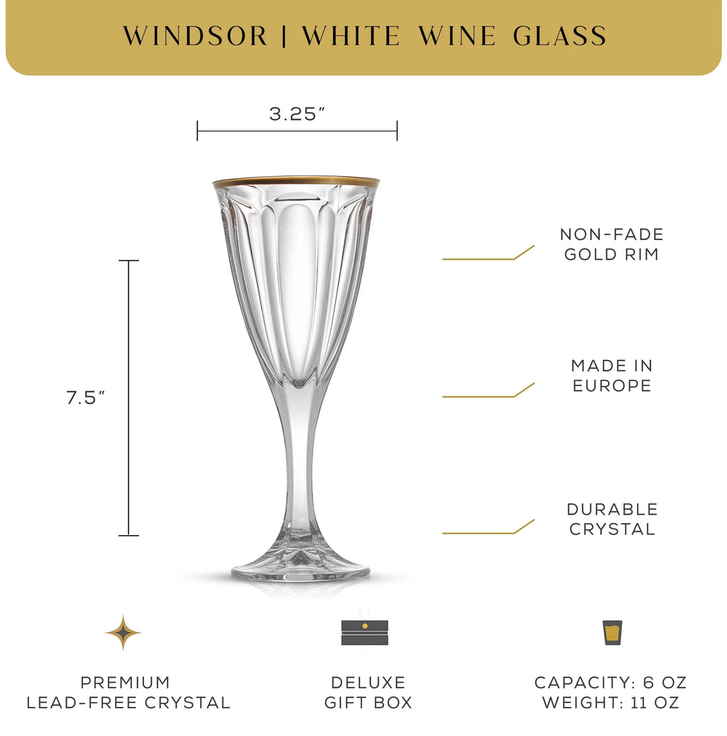 White Wine Glasses with Gold Rim, Set of 2 I168779