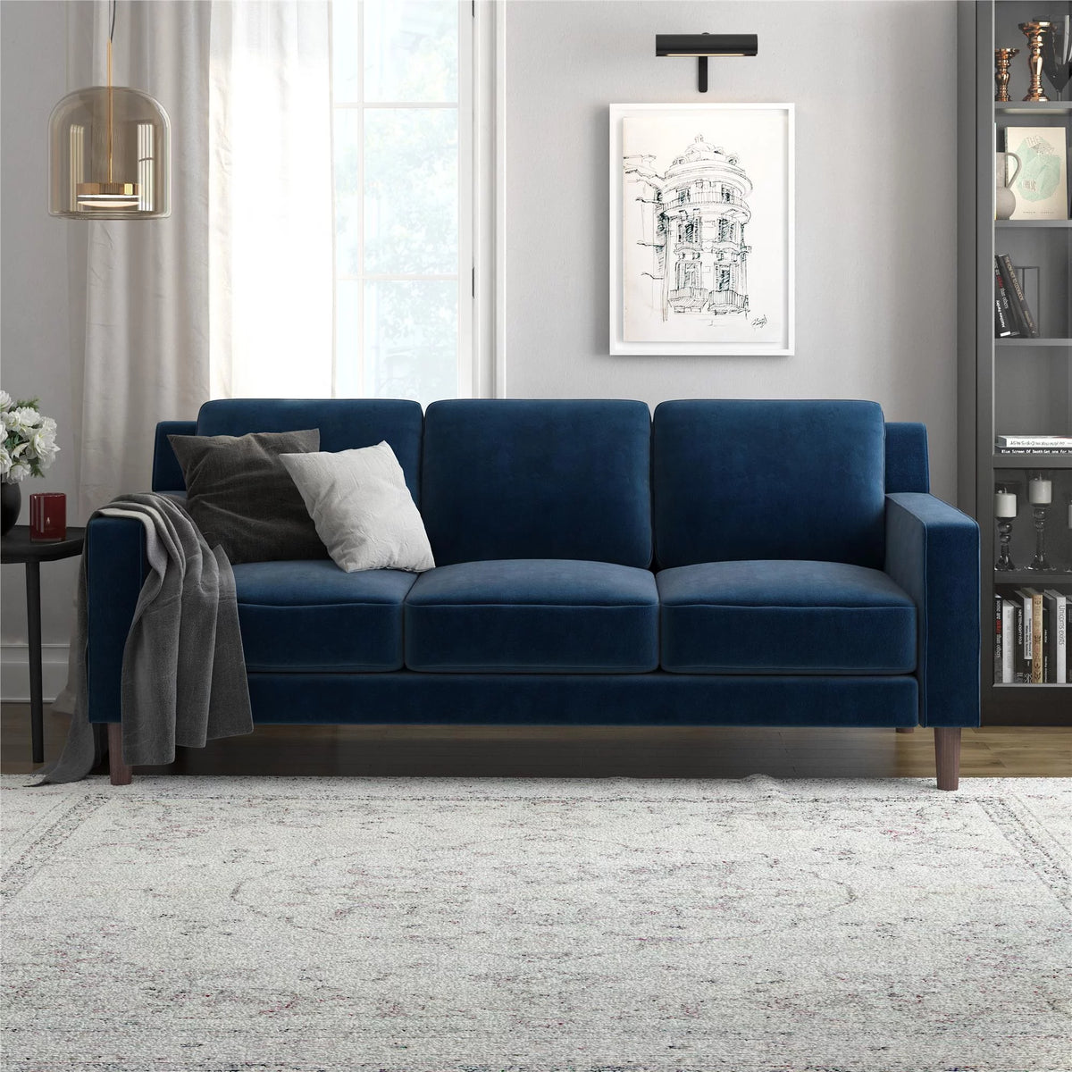 Green Velvet 3 Seater Sofa O9696