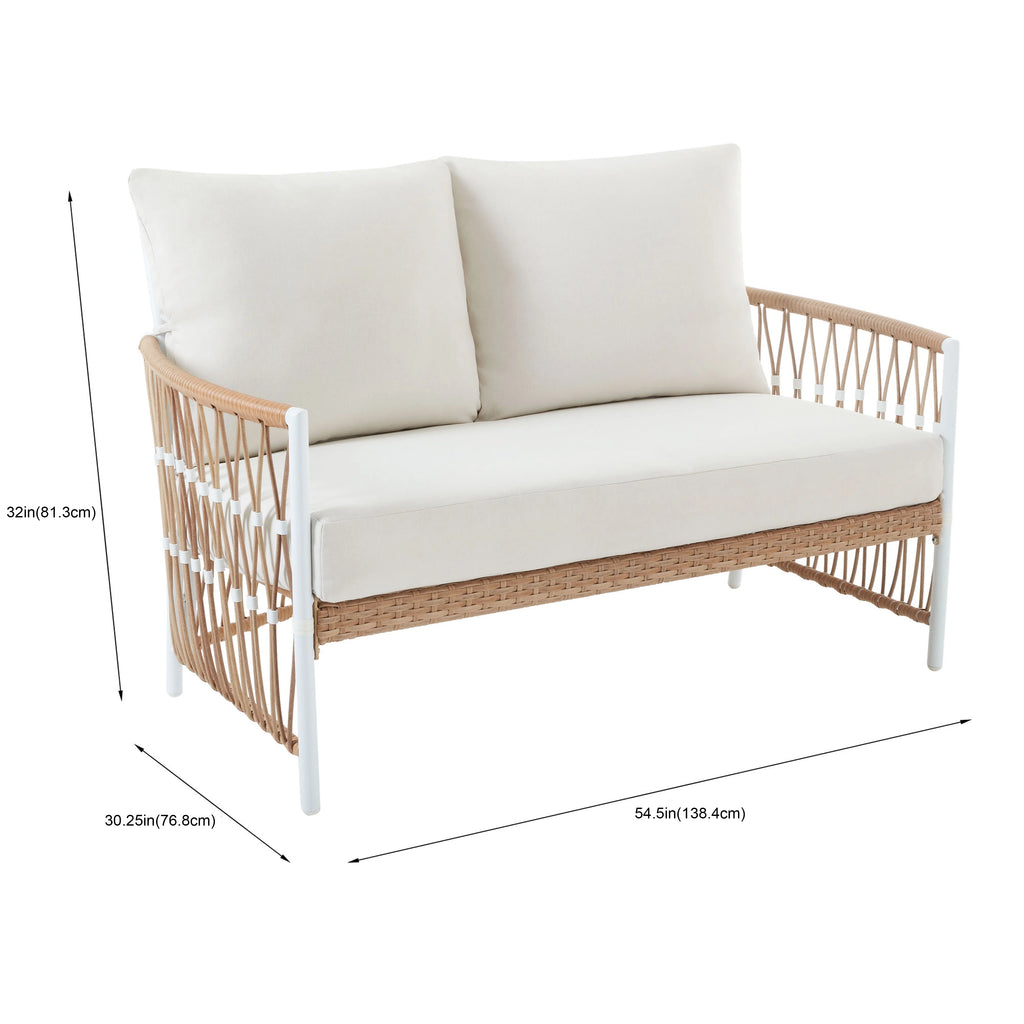 White Wicker Outdoor Loveseat Q825
