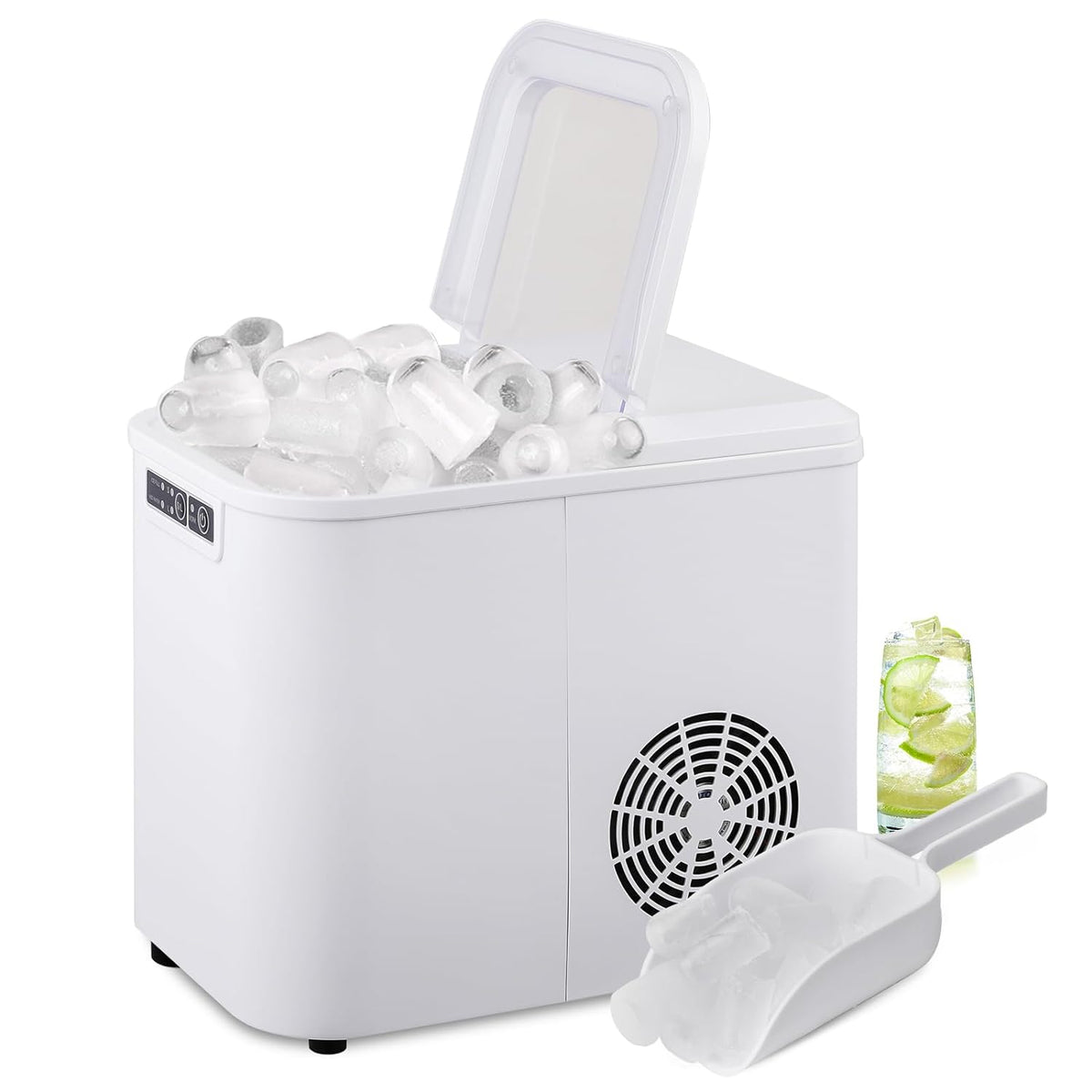 White Countertop Ice Maker Machine with Ice Scoop and Basket T566