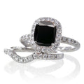 Black Diamond Bridal Ring Set on 10k White Gold Y2307