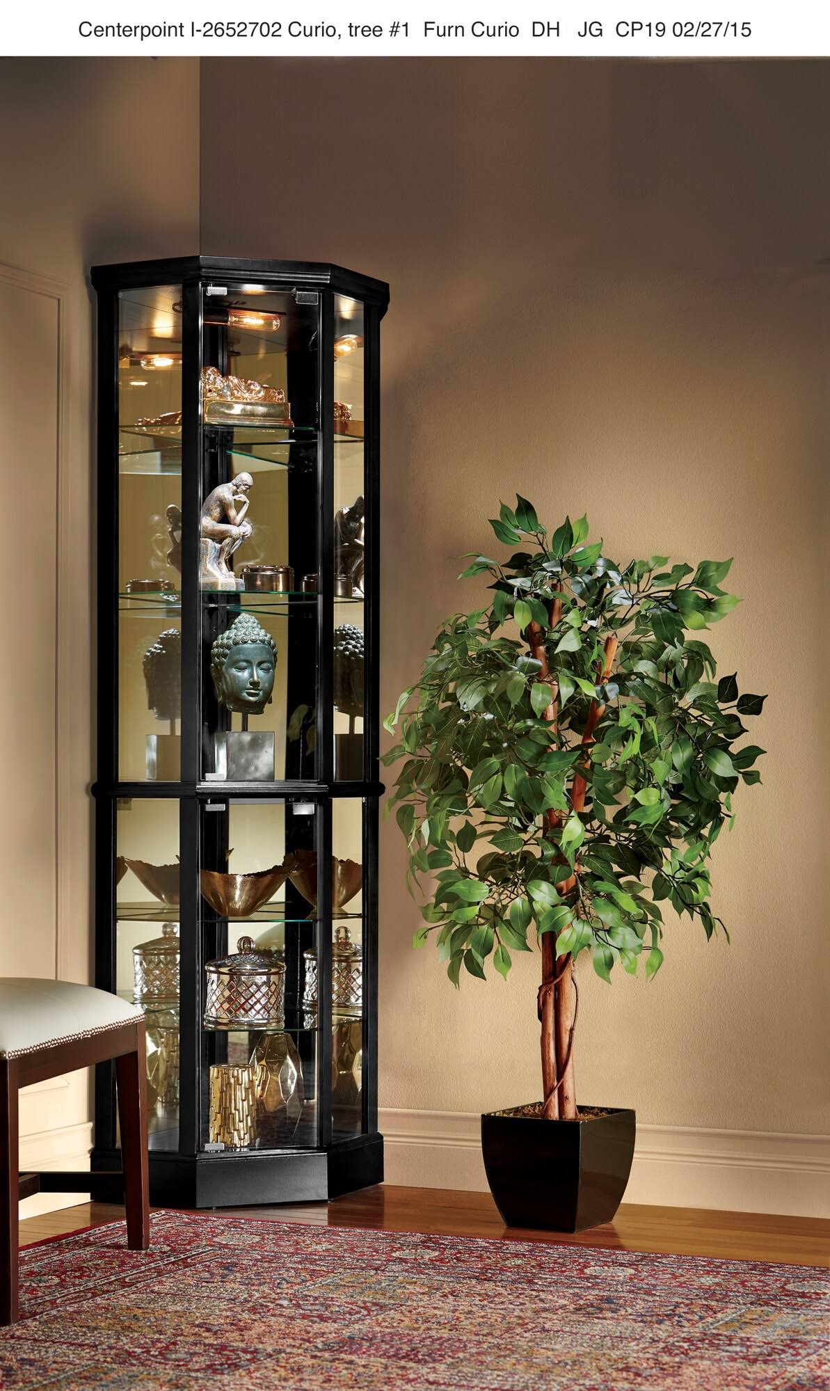 Black Lighted Corner Curio R949