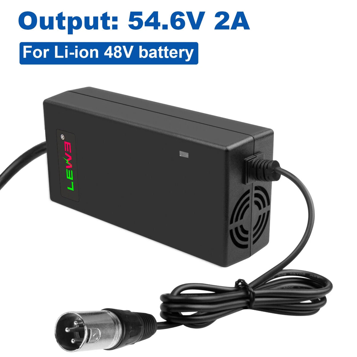 54.6V 2A Charger for 48 Volt Li-Ion Battery Pack Electric Bike D158
