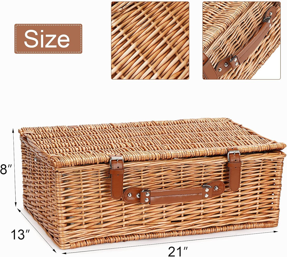 Large Willow Wicker Picnic Basket Set with Insulated Compartment Z956267